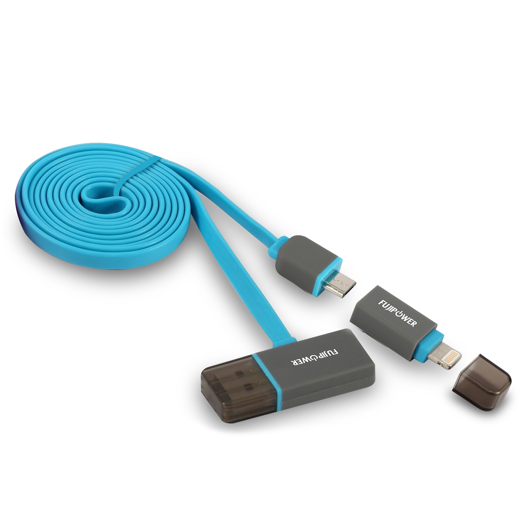 FUJIPOWER POWER & DATA плосък MICRO-USB/LIGHTNING кабел: 1.0м