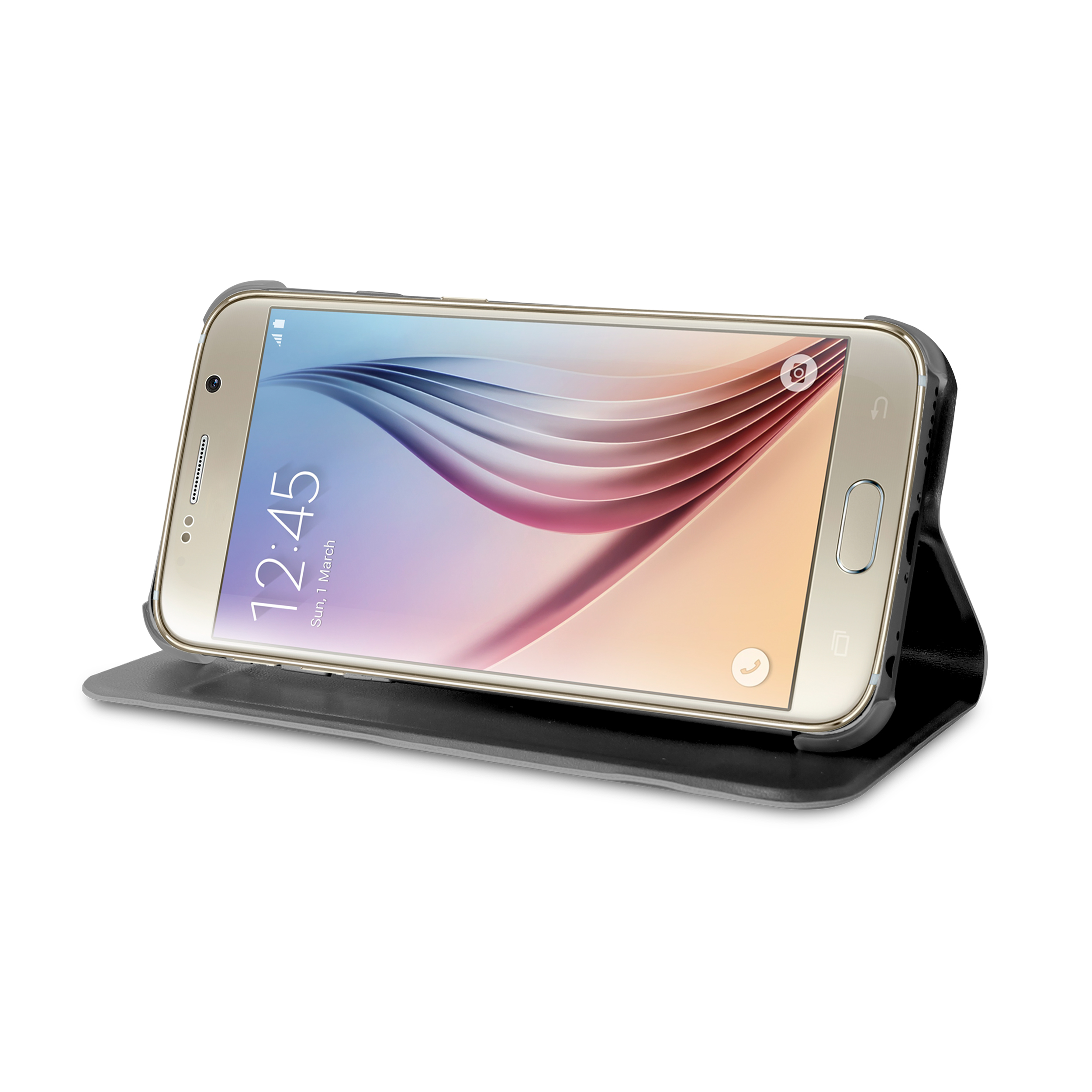 PURO BOOKLET калъф/стойка за GALAXY S6: черен