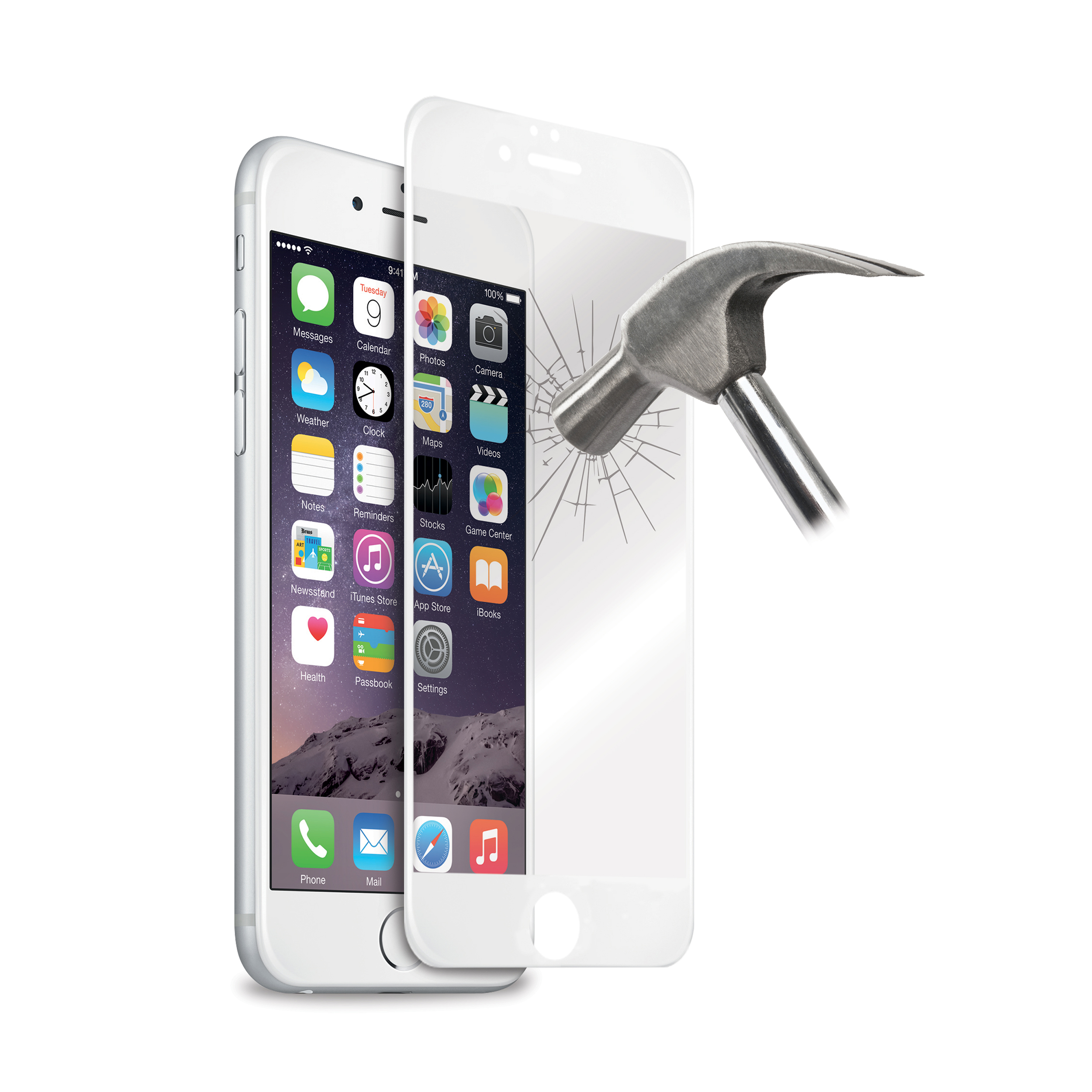 PURO FULL EDGE TEMPERED GLASS: iPhone 6S+: бял