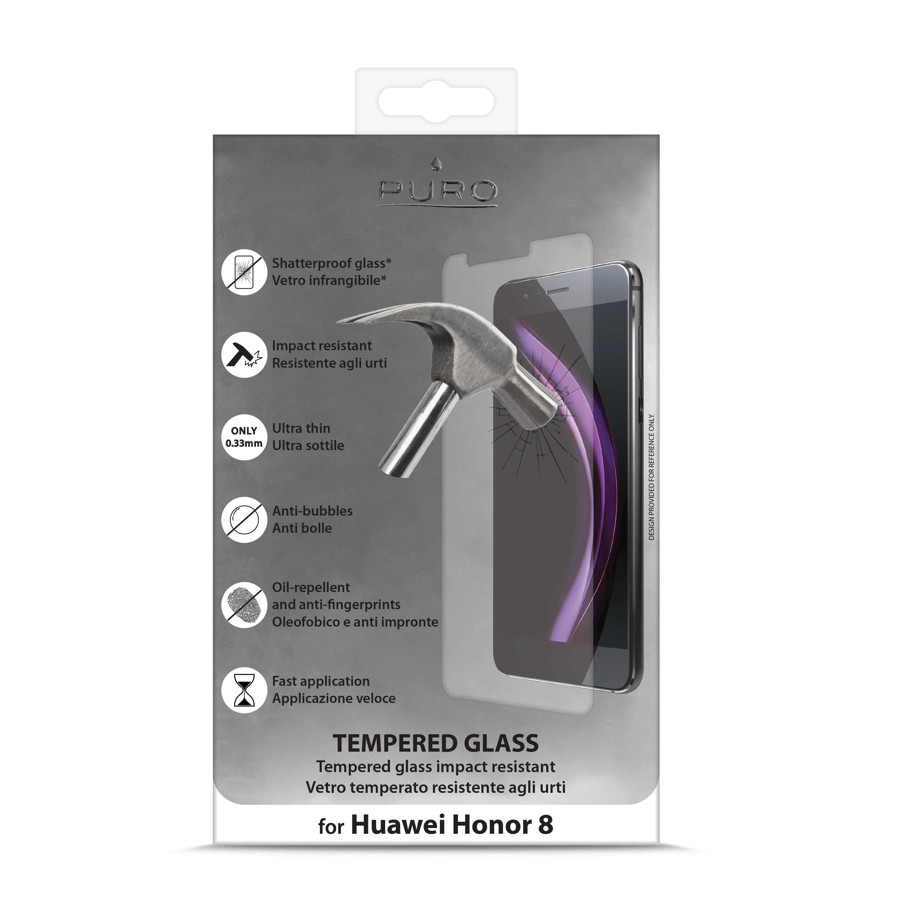 PURO TEMPERED GLASS за Huawei Honor 8